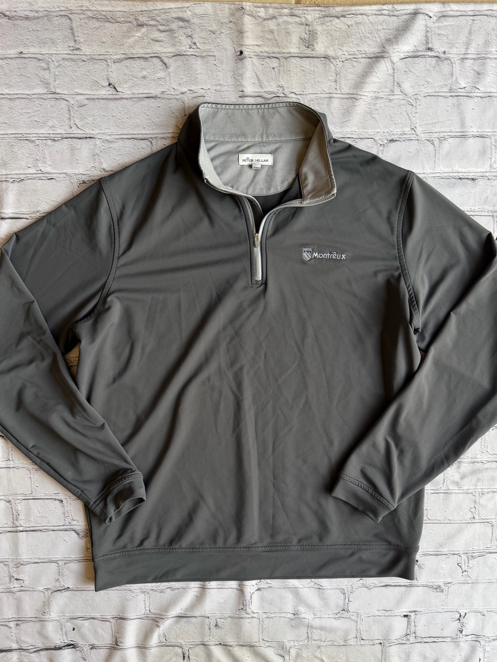 Peter Millar Men’s Golf 1/4 Zip Sweatshirt Size Large Gray Montreux Switzerland